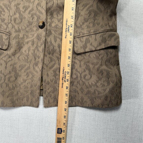 Vintage Armani Collezioni Blazer Tailored Jacquard Brown Two Button Jacket 12 - Picture 10 of 13